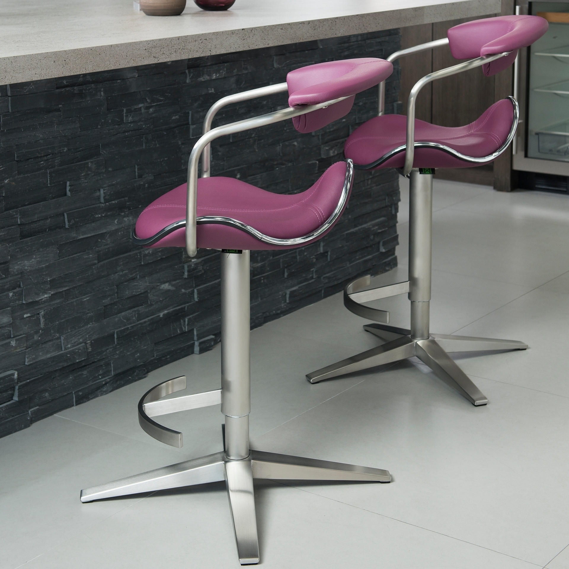 Purple 2019 New-Adjustable Bar Stools Pcs Leather Bar Chairs 360/° Height Swivel Stool Kitchen Counter Stools Dining Chairs