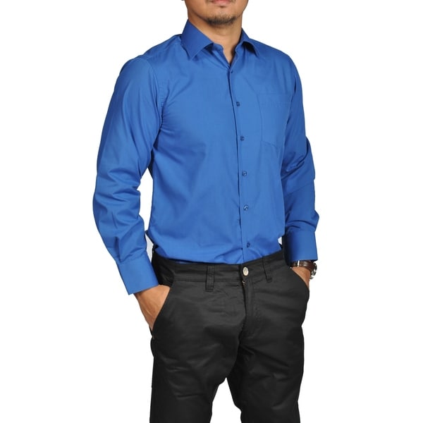 Long sleeve royal blue dress shirts for men for women