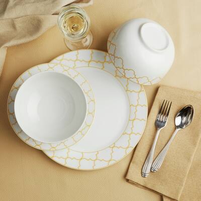 Dinnerset 12Pcs Gold Jacquard