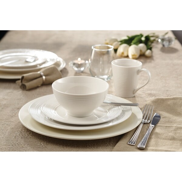Dinnerset 16Pcs Embossed Round Rim Linea