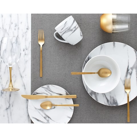 Porcelain 16-piece Marble Dinnerware Set