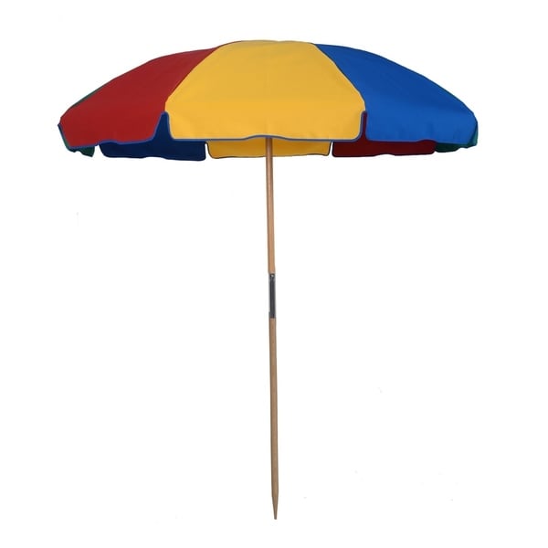 MyUmberllaShop 7.5 Ft. Wood Beach Umbrella with Beach Ball Color cover