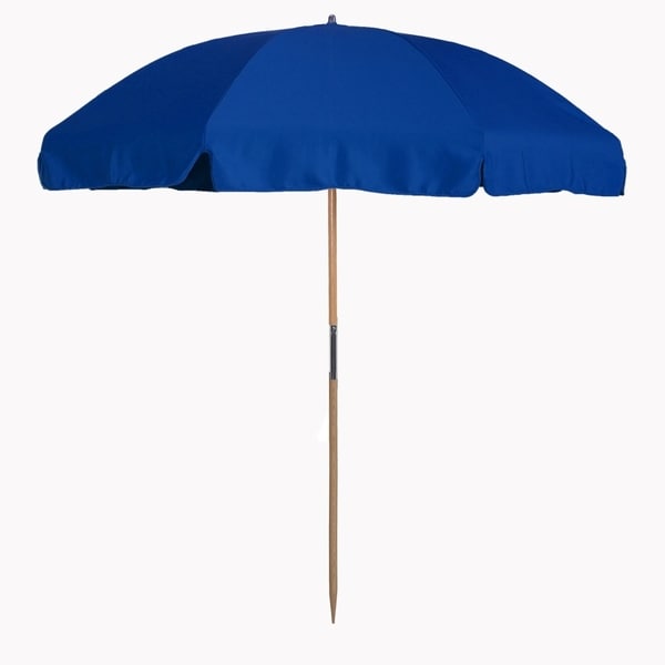 MyUmbrellaShop 7.5 ft. Wood Beach Umbrella with Classic Royal Blue cover