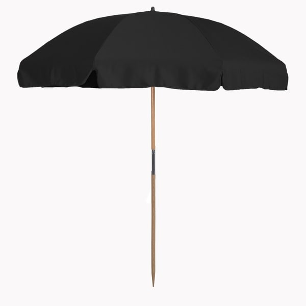 MyUmbrellaShop 7.5 Ft. Wood Beach Umbrella with Black cover