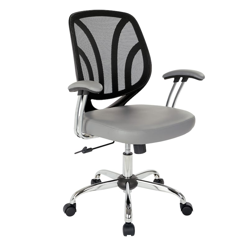 Screen Office Chair with Chrome Padded Arms - charcoal