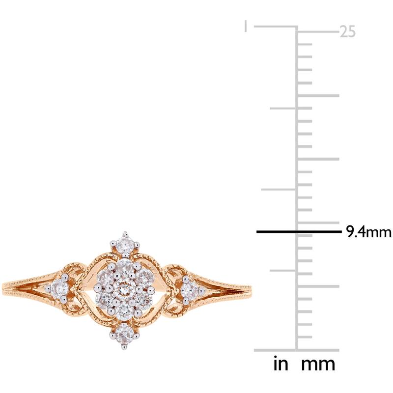 Miadora 10k Rose Gold 1/6ct TDW Diamond Floral Cluster Vintage Ring