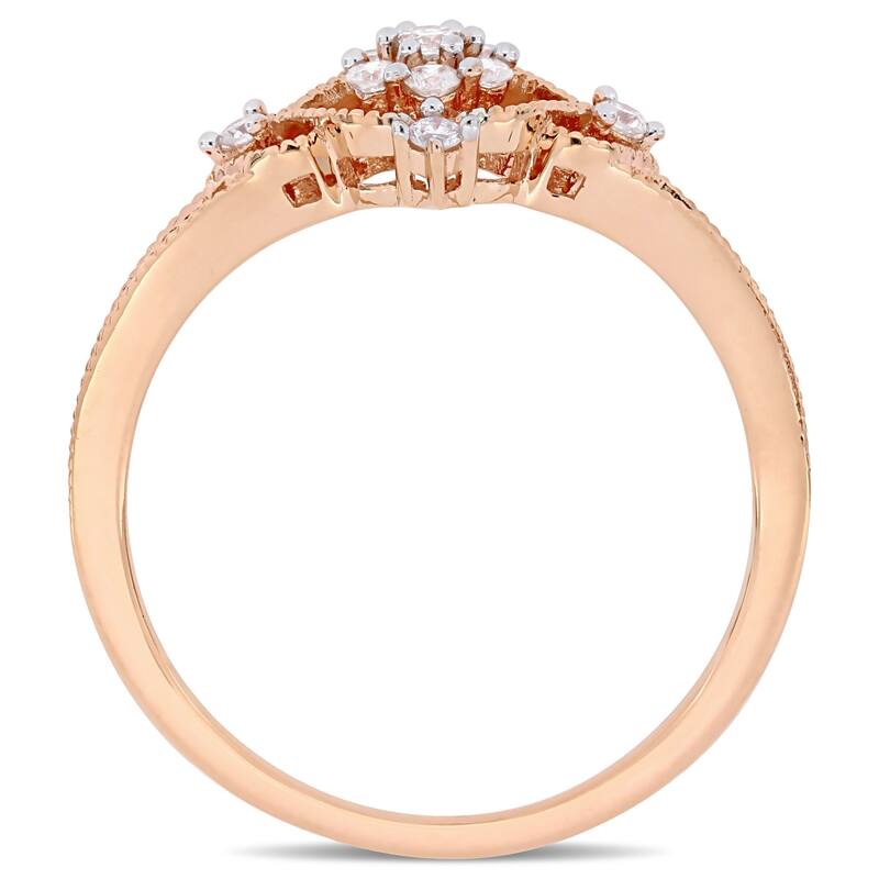 Miadora 10k Rose Gold 1/6ct TDW Diamond Floral Cluster Vintage Ring