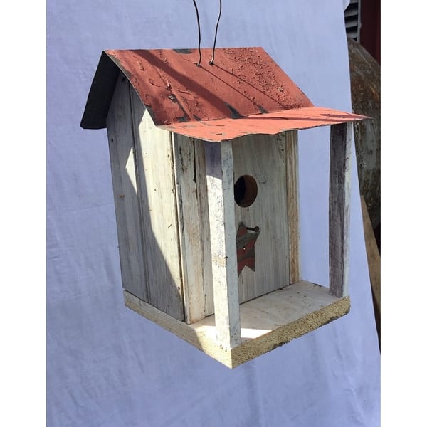 Shop Barn Wood Bird House With Porch On Sale Free Shipping