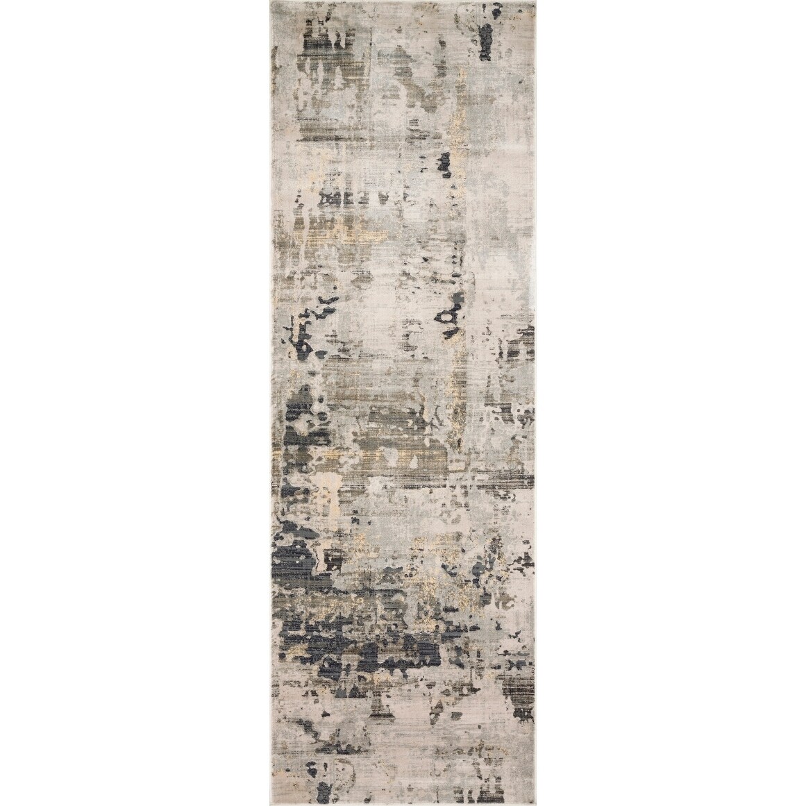 Shop Vintage Glam Ivory Slate Grey Abstract Area Rug 2 7 X 12