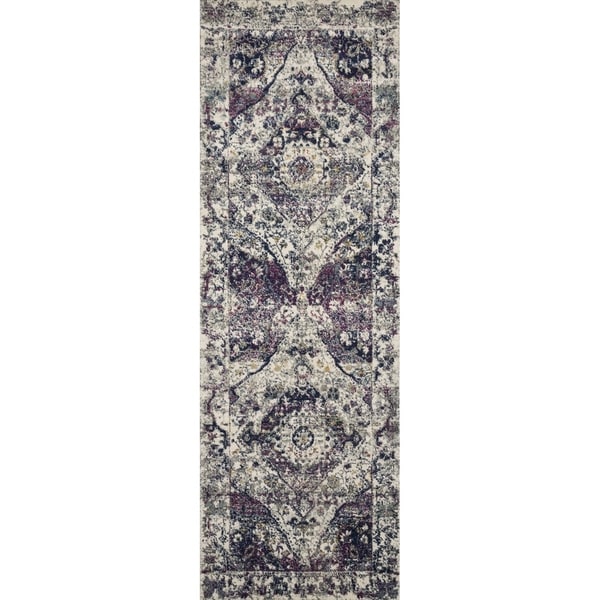 Bohemian Purple/ Multi Vintage Distressed Medallion Runner Rug - 2'7" x 7'7" Runner