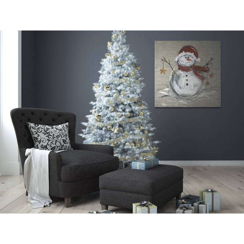 Linen Snowman I -Gallery Wrapped Canvas