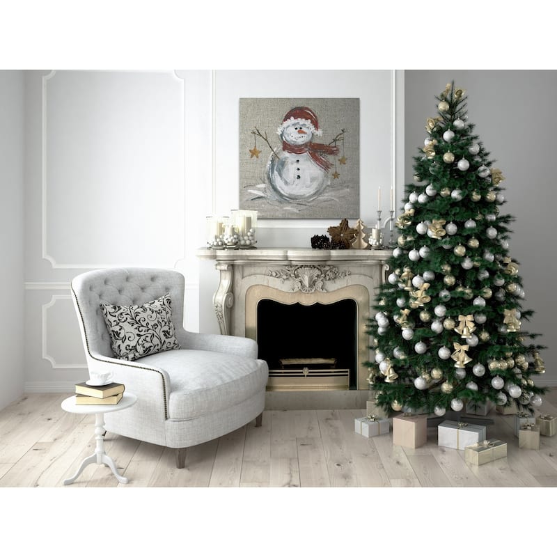 Linen Snowman I -Gallery Wrapped Canvas