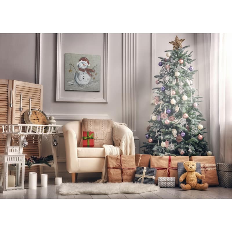 Linen Snowman I -Gallery Wrapped Canvas