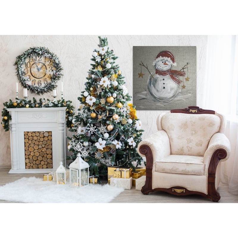 Linen Snowman I -Gallery Wrapped Canvas