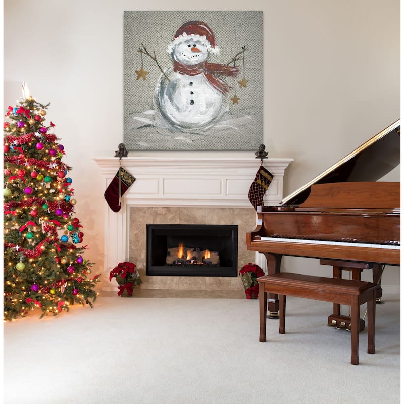 Linen Snowman I -Gallery Wrapped Canvas
