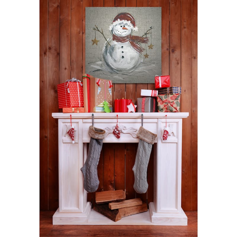 Linen Snowman I -Gallery Wrapped Canvas