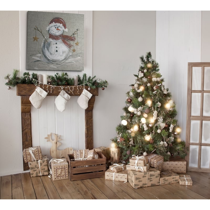 Linen Snowman I -Gallery Wrapped Canvas