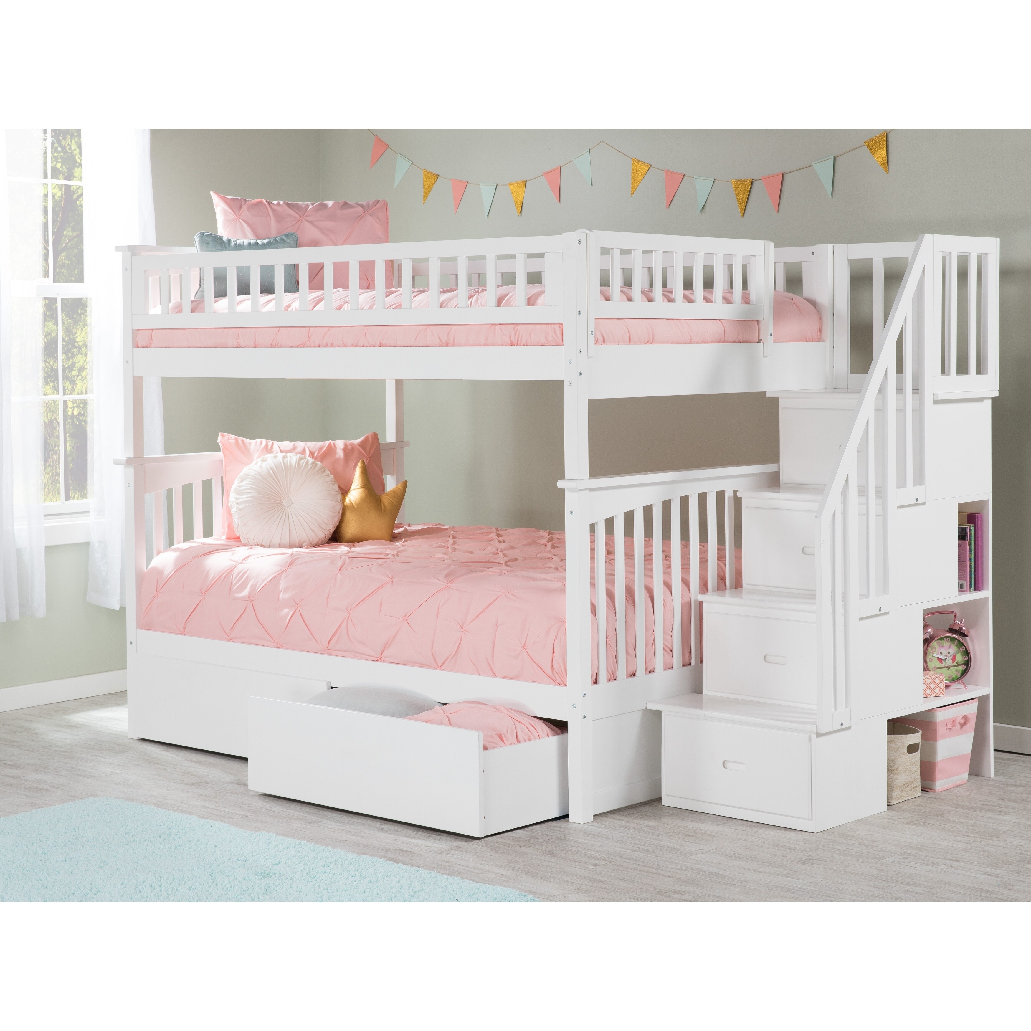 Shop Columbia Staircase Bunk Bed Full Over Full With 2 Urban Bed