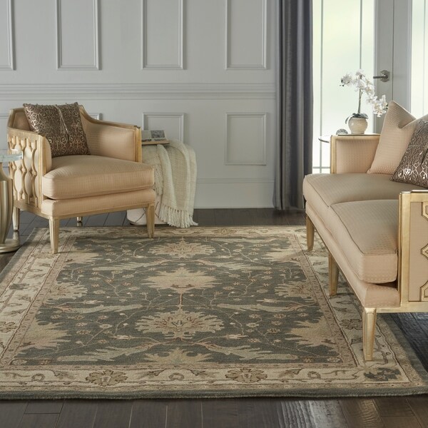 Nourison India House Charcoal Ivory Traditional Area Rug - 6'6" x 9'6"