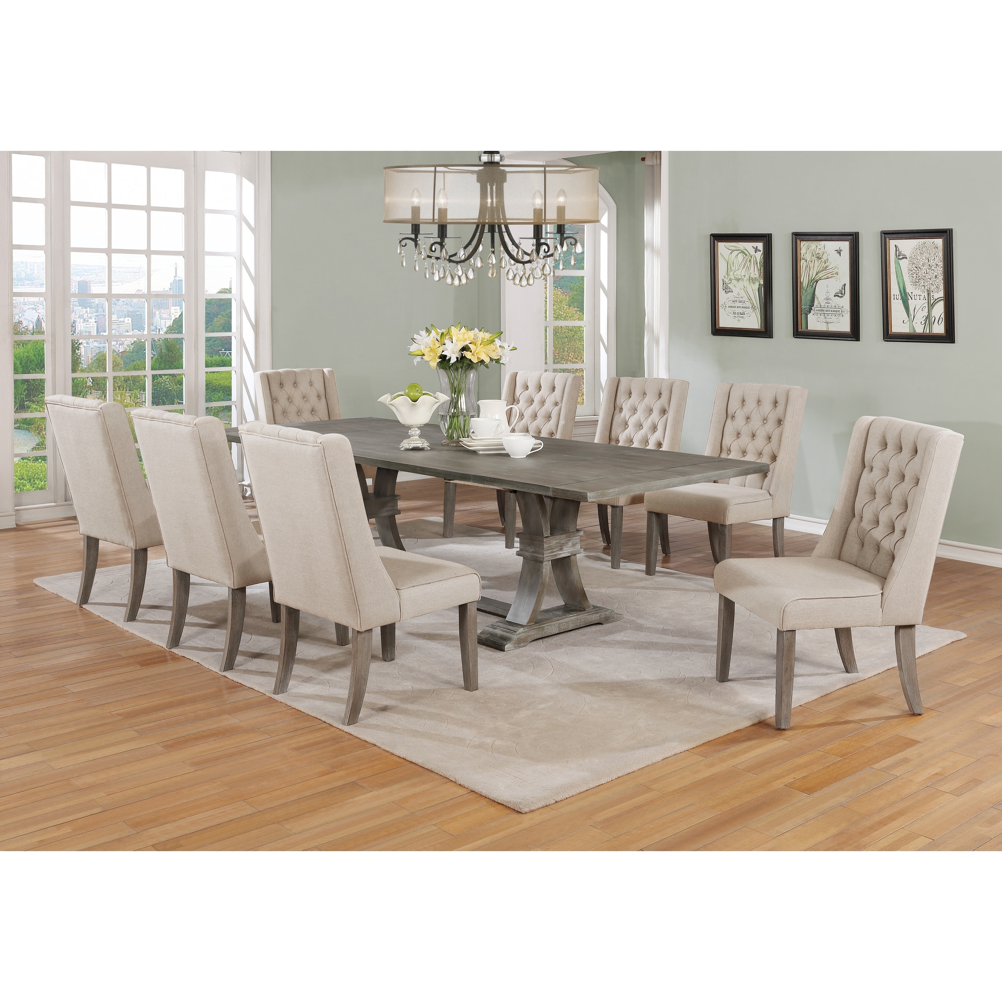 Best Quality Furniture 9 Piece Rustic Extending Grey Dining Set On Sale Overstock 24148442
