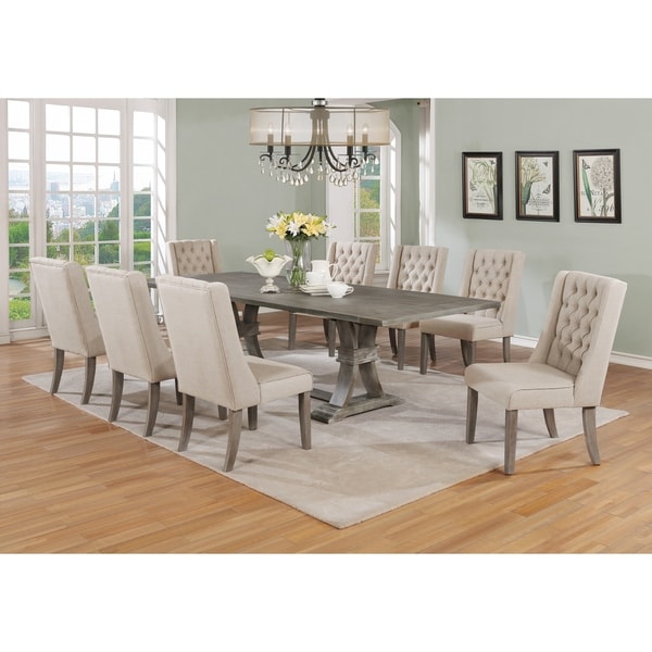 grey extendable dining room table