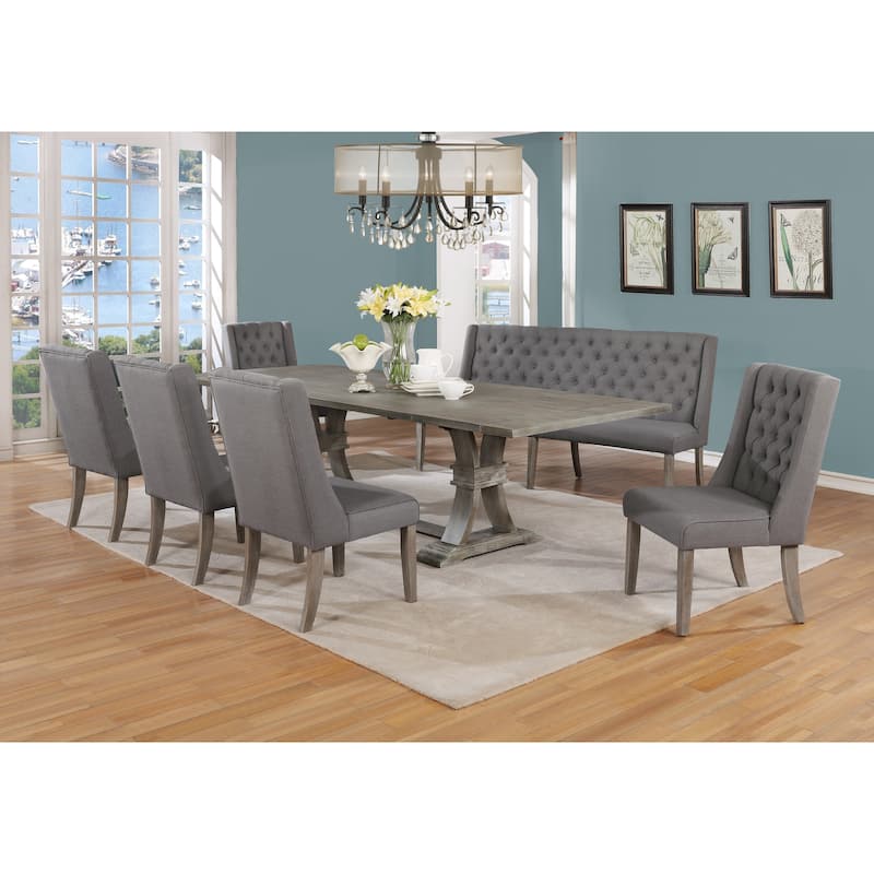 Best Quality Furniture Extending Rustic Grey 7-piece Dining Set