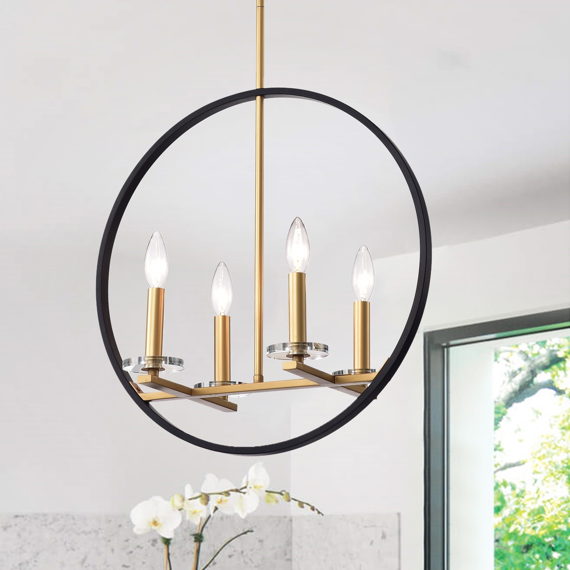 Warehouse of Tiffany Vandor 20-inch 4-Light Gold and Black Finish Chandelier