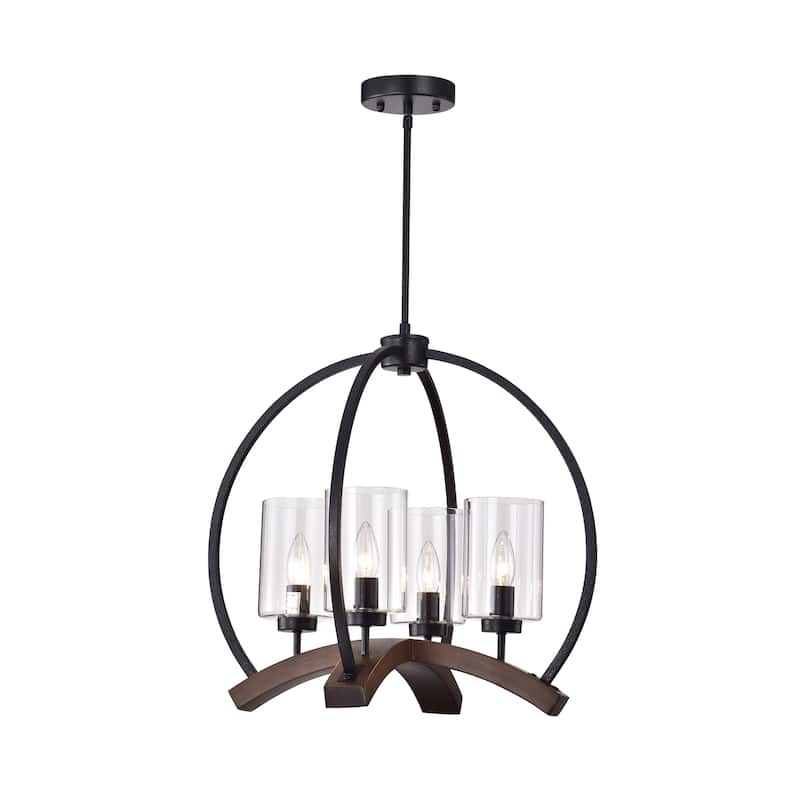 Arden 22-inch Matte Black and Brown Finish Caged Chandelier