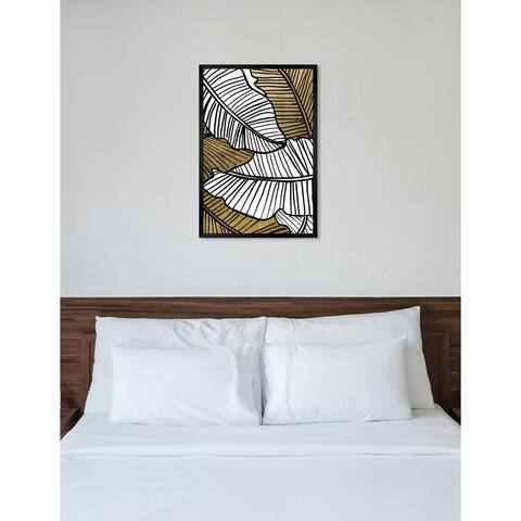 Oliver Gal 'Golden Leaf' Abstract Framed Wall Art Print