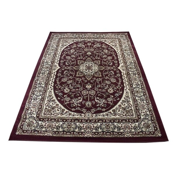 Traditional Persian Rug Carpet Tabriz 416 Dark Red Ivory