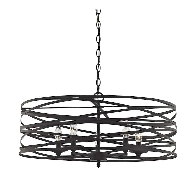 4-Light Strap Cage Chandelier - Black