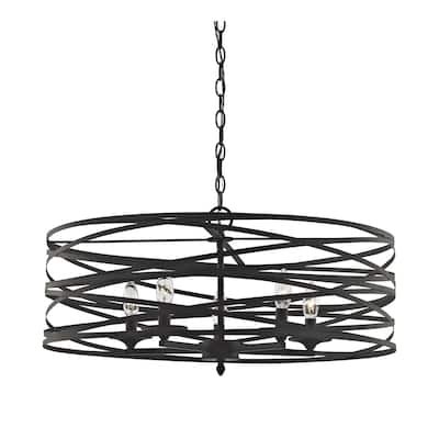 4-Light Strap Cage Chandelier - Black