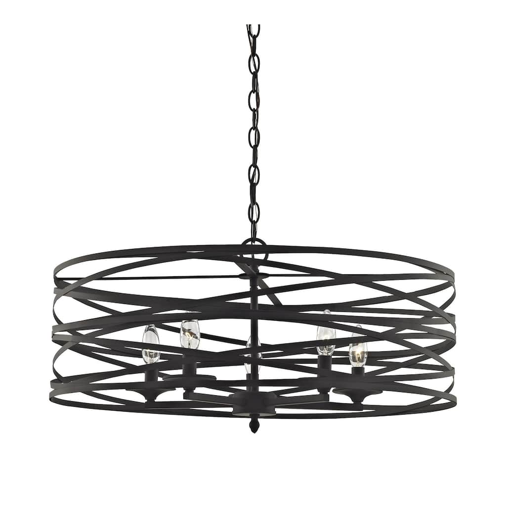 4-Light Strap Cage Chandelier - Black