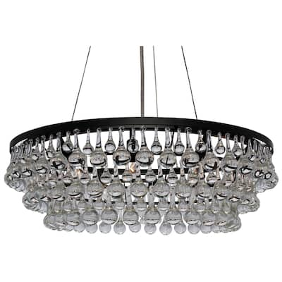 Celeste 10-light Glass and Crystal Chandelier - 32in Diameter - Black