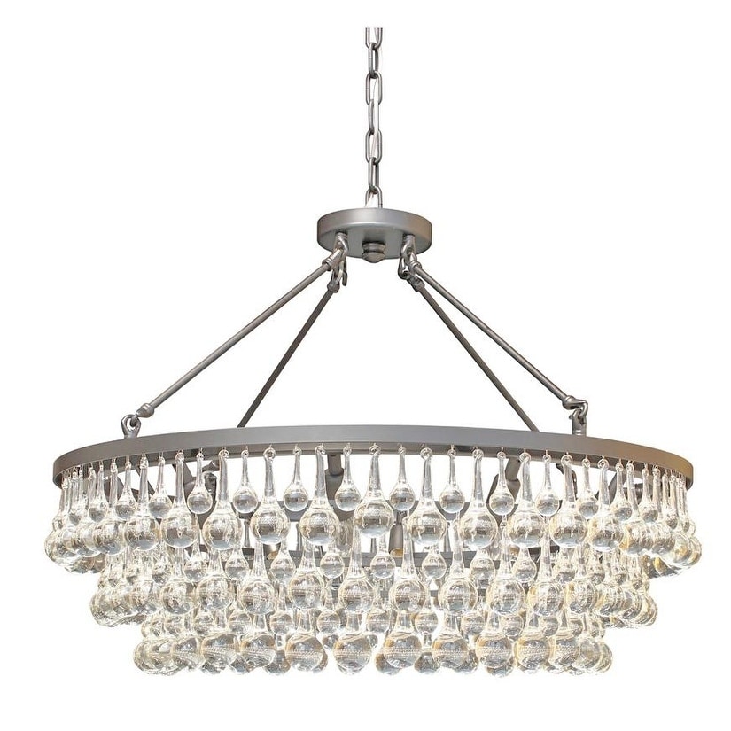 Celeste 10-light Glass and Crystal Chandelier - 32in Diameter - Brushed Nicklel - Chandeliers For Bedrooms by Overstock.com