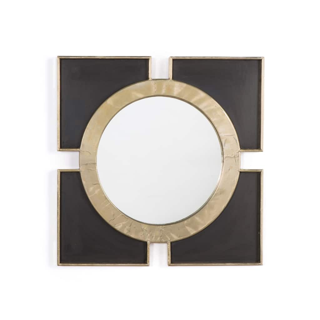Donovan Brass and Black Wood Mirror