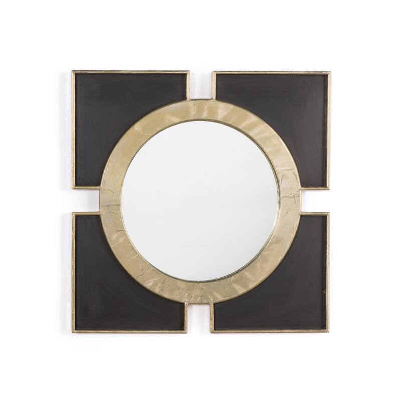 Donovan Brass and Black Wood Mirror