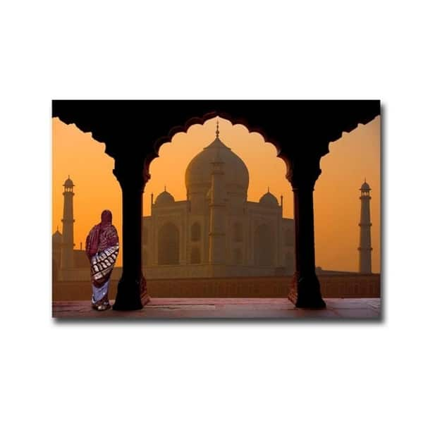 Taj Mahal Sunset by Jim Zuckerman Gallery Wrapped Canvas Giclee Art (24 in x 36 in, Ready to Hang)