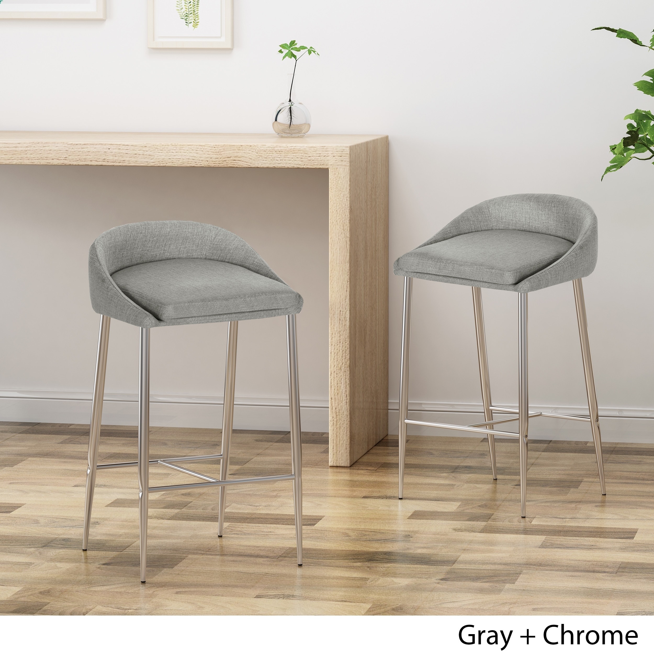 Bandini Modern Upholstered Counter Stools With Chrome Legs Bandini Modern Upholstered Counter