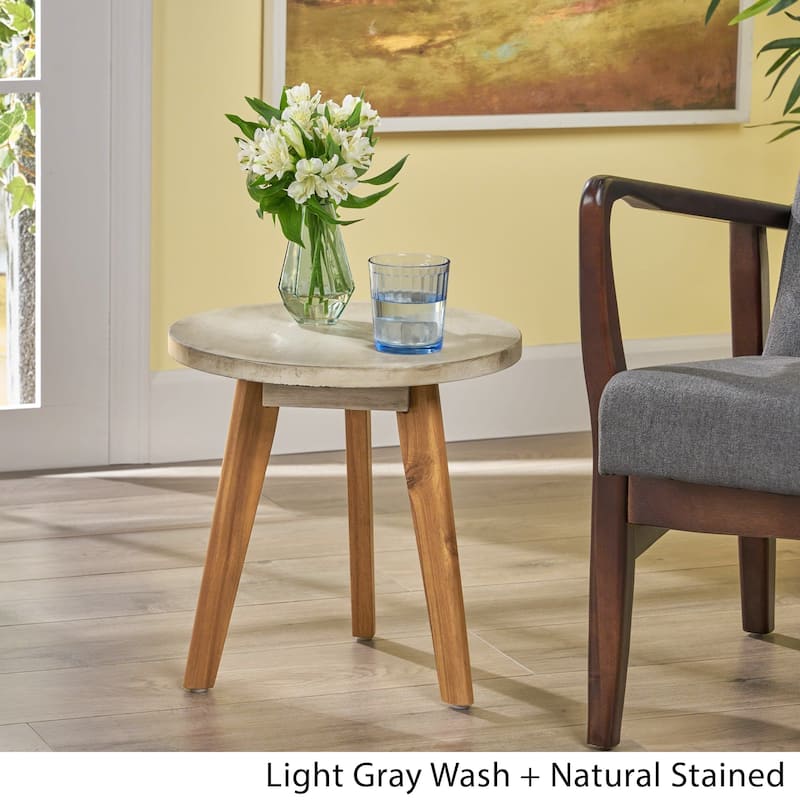 Christopher Knight Home Capriole 16" Indoor Farmhouse Acacia Wood Round Side Table