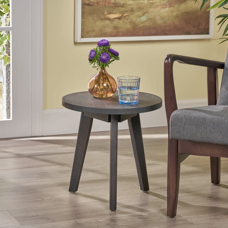 Christopher Knight Home Capriole 16" Indoor Farmhouse Acacia Wood Round Side Table - Dark Gray