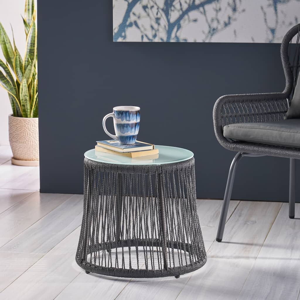 Tolovana Indoor Steel and Rope Side Table by Christopher Knight Home
