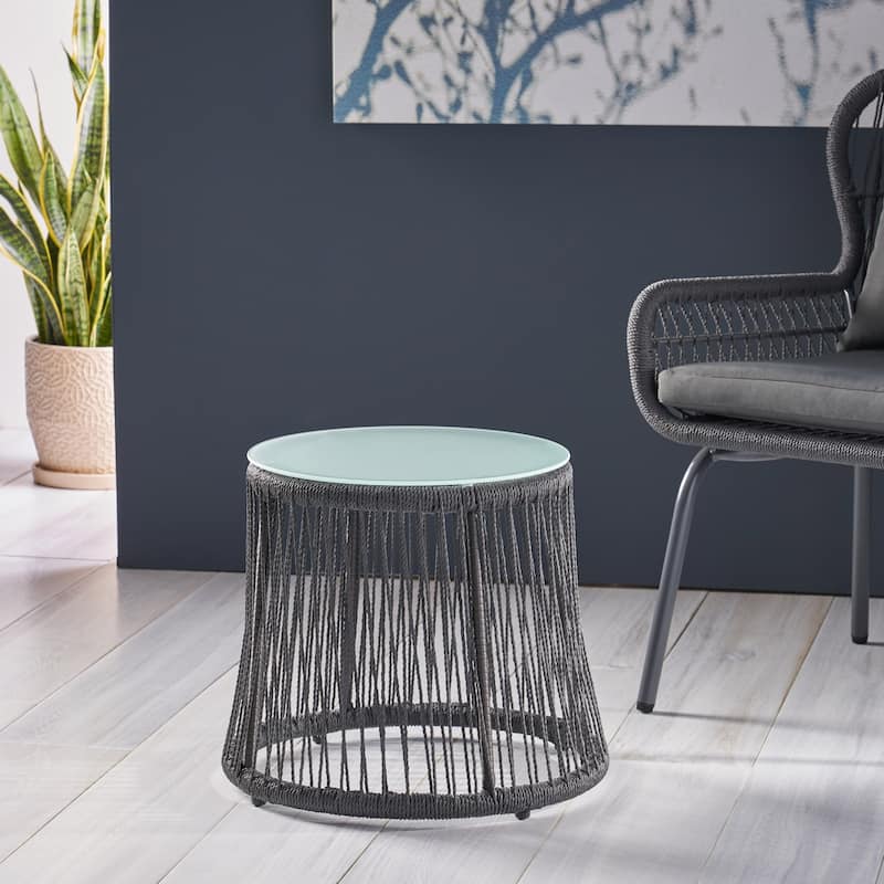 Tolovana Indoor Steel and Rope Side Table by Christopher Knight Home