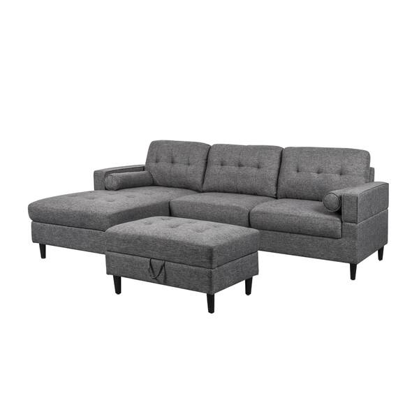 Floia Upholstered 2 Piece Chaise Sectional Sofa Set With 2 Piece Chaise Sectional Sofa Set