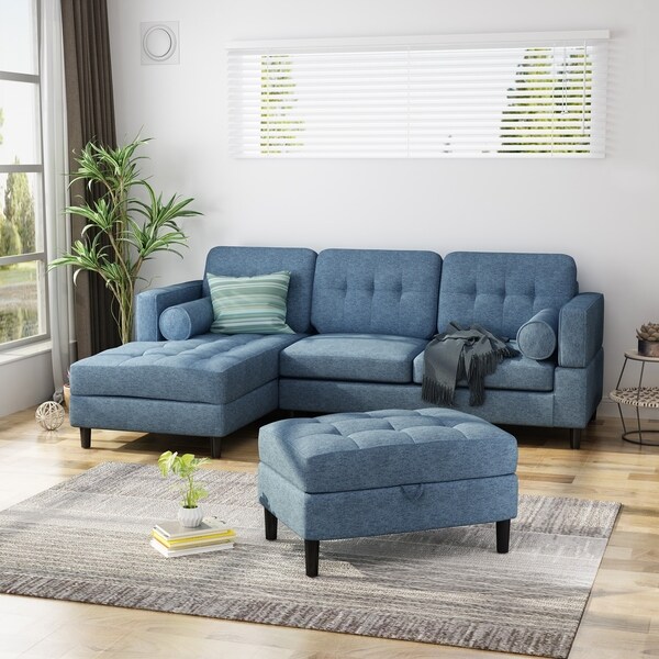 Florentia Upholstered 2Piece Chaise Sectional Sofa Set with Storage
