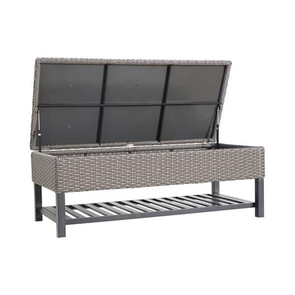 Shop Regent Outdoor Wicker Storage Bench With Rack By Christopher