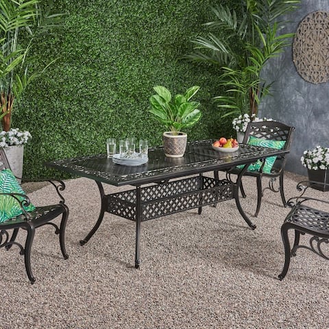 Phoenix Outdoor 64" - 81"Expandable Cast Aluminum Dining Table by Christopher Knight Home