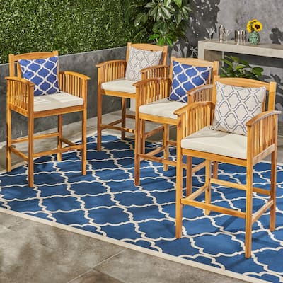 Casa Acacia Wood 46-inch Outdoor Bar Stools (Set of 4) by Christopher Knight Home