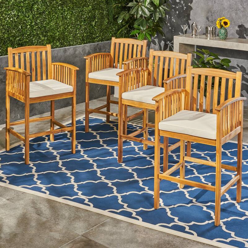 Casa Acacia Wood 46-inch Outdoor Bar Stools (Set of 4) by Christopher Knight Home