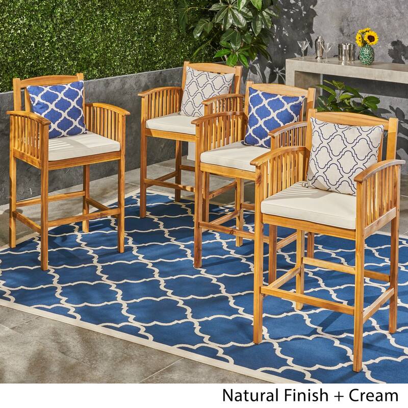 Casa Acacia Wood 46-inch Outdoor Bar Stools (Set of 4) by Christopher Knight Home